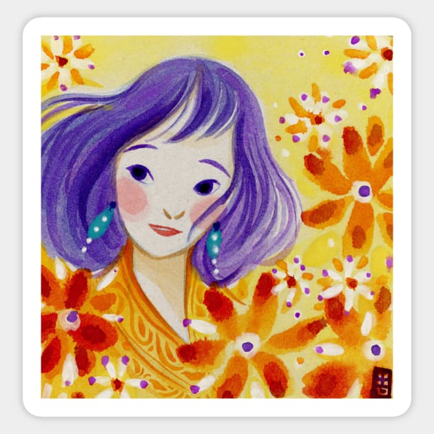 Smiling with Flowers Sticker by Alina Chau